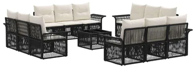 Image de Ensemble de canapé de jardin 13 pcs Noir polyrotin