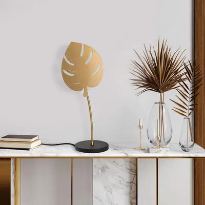 Produktbild von Opviq, Elegante Tischlampe mit Metallkörper, Gold und Schwarz, 21 x 17 x 56 cm | Kabel 200 cm mit Schalter | E14 Fassung, max. 40 W | Modernes Design für stilvolle Räume.