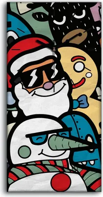 Produktbild von Dekor Leinwand Uhr Wandbilder Geräuschlos 30x60 Weihnachtsmann mit Freunden - schwarze Hände