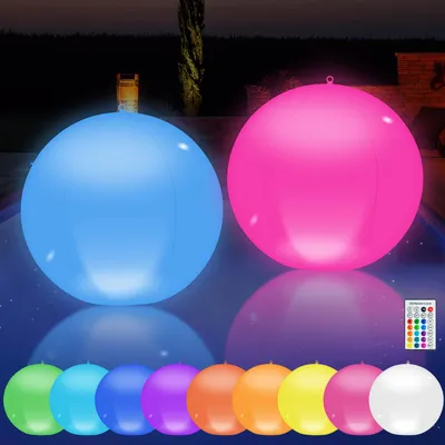 Obrázek produktu pro Světla do bazénu, 2 kusy, solární, plovoucí, LED, IP68, plovoucí lampa, 16 RGB světel, světlo s dálkovým ovládáním