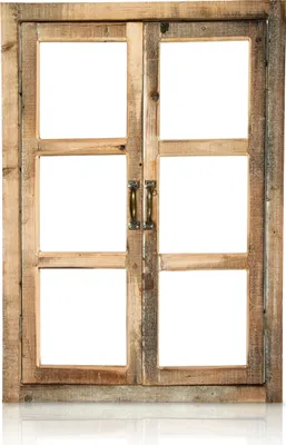 Produktbild von Vintage Deko-Holzfenster mit Rahmen und 2 Fensterflügeln