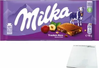 Produktbild von Milka Trauben Nuss (90g Tafel) + usy Block