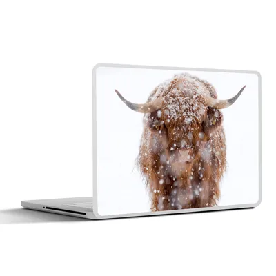 Produktbild von MuchoWow® Laptop Aufkleber Sticker Cover Schottischer Highlander - Hörner - Schnee 30x22 cm - Laptop-Sticker