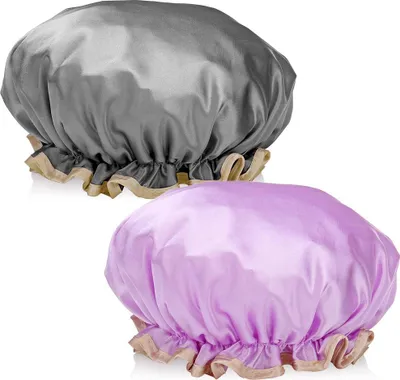 Produktbild von H&S Duschhaube, wasserdicht, für Damen, Mädchen, Herren, Erwachsene, lang, Violett/Schwarz