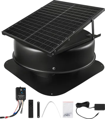 Obrázek produktu pro VEVOR solární ventilátor, 50 W solární střešní ventilátor s termostatem, dálkové ovládání, průtok vzduchu 84950 l/min