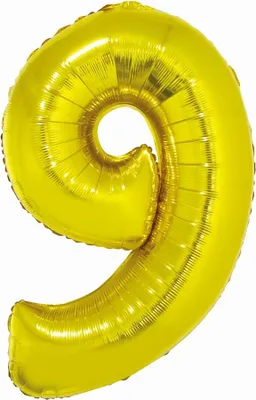 Productafbeelding van #BFC37 Slimme folieballon, cijfer 9, goud, 76 cm