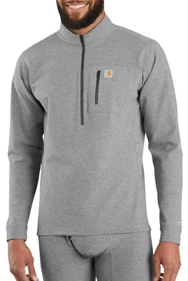 Immagine prodotto di Maglia termica Carhartt da uomo, modello Base Force, spessa, con zip parziale, colore grigio scuro, taglia X-Large
