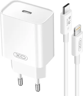 Immagine prodotto di XO, caricatore USB-C Power Delivery 20W con cavo Lightning per iPhone, bianco