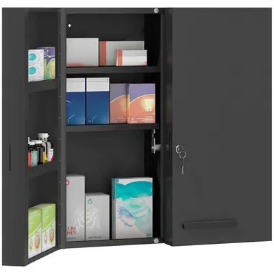 Produktbild von kleankin Medizinschrank, abschließbarer Medikamentenschrank, Schwarz
