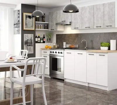 Produktbild von Küchenzeile 240 cm VERMINA - Beton / Weiß