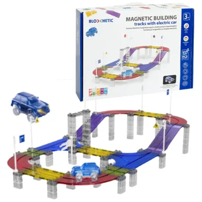 Zdjęcie produktu dla Magnetyczny Tor Samochodowy Kolorowy Zestaw Konstrukcyjny Samochodzik 137el