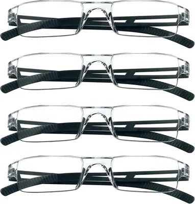 Image de Lunettes de lecture, modèle sans monture, lot de 4, verres rectangulaires filtrant la lumière bleue, pour femmes et hommes