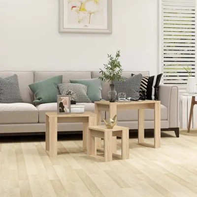 Produktbild von "2026 Aktion"Satztische 3-tlg. Sonoma-Eiche Holzwerkstoff DE356058 - Konsolentische