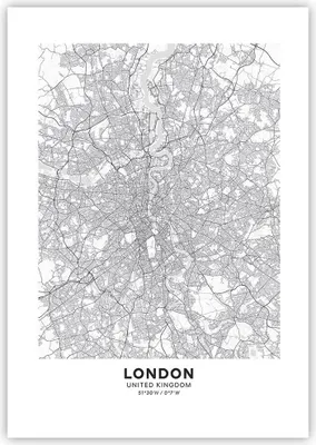 Produktbild von Poster - Poster ohne Rahmen - Stadt Karte London - 70x100 cm - Wand Bild - Wanddeko - Wandbilder - Kunstposter - Wandposter - Bilder - Kunstdruck - Wanddekoration - Wandbild - P2XPA70x100-4680