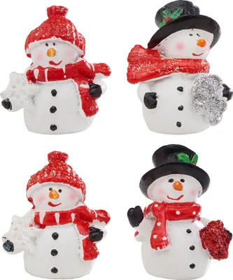 Produktbild von VBS Mini Schneemann Frosty Set 4 Stück 4 cm Winter Deko Weihnachten Basteln