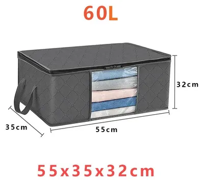 Produktbild von Aufbewahrungstasche für Kleidung und Bettdecken - 1 Stück - 60 l - Faltbar - Wiederverwendbar - Polyester - 90 x 60 cm