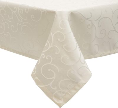 EUGAD Edel Tischdecke Seidenglanz, Abwaschbar&Bügelfrei, Eckig 130x220 cm Creme