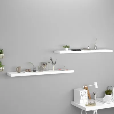 Produktbild von vidaXL Schweberegale 2 Stk. Weiß 120x23,5x3,8 cm MDF