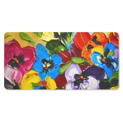 Produktbild von MuchoWow® Schreibtischunterlage Ölfarbe - Malerei - Blumen 80x40 cm - XXL Mauspad - Gaming Mauspad