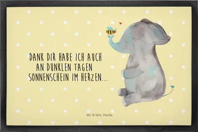 Produktbild von Mr. & Mrs. Panda Bodenvorleger Elefant Biene 40 x 60 cm - Gelb Pastell - Geschenk, Türmatte, Liebesspruch, Liebe, Heiratsantrag, Gummimatte, Schmutzmatte, Lustige Sprüche