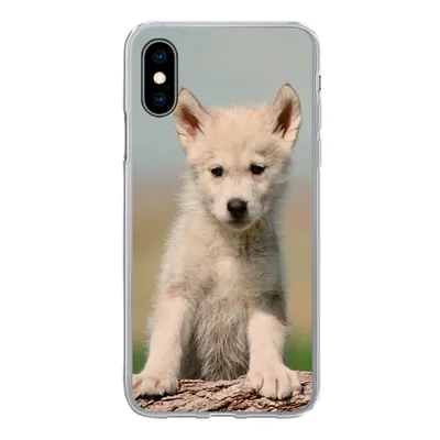 Produktbild von MuchoWow® Handyhülle Schutzhülle Hülle für iPhone X Wolf - Kind - Holz Silikon Softcase Handy Hülle - Handyhülle