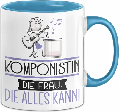 Produktbild von Komponistin Geschenk Tasse Becher Die Frau Die Allen Kann Geschenkidee für eine Komponistin Lustig (Blau)