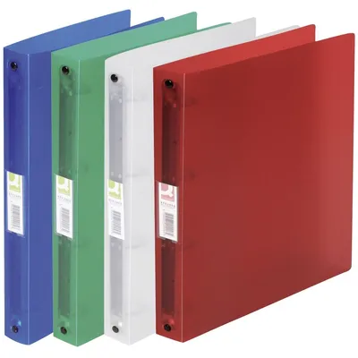 Produktbild von Q-Connect® KF02908 Ringbuch transparent - A4, 4-Ring, Ring-Ø 25 mm, transluzent sortiert