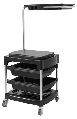 Image de Chariot de coiffure - 3 niveaux - Plateaux coulissants - Capacité de charge de 150 kg - Acier inoxydable et plastique - Noir