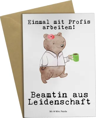 Produktbild von Mr. & Mrs. Panda babykarte Beamtin Leidenschaft - Weiß - Geschenk, Beamte, Beamtentum, Beileidskarte, Amt, Öffentlicher Dienst, weihnachtskarten, einladungskarten