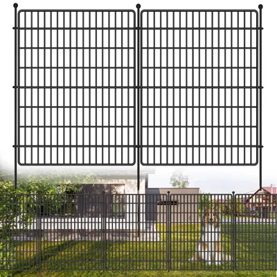 Zdjęcie produktu dla 15 Szt Metalowy Płot Ogrodowy 74 Cm X 81 Cm Z Kołkami Do Ziemi I Drewnianym Młotkiem Dekoracyjne Obramowanie Trawnika