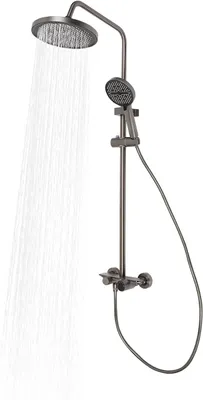 Produktbild von Duschsystem Regendusche Set mit 22,5 cm Kopfbrause & Handbrause, Wandmontage inkl. Brauseschlauch, Modernes Duschset für Badezimmer & Wellness