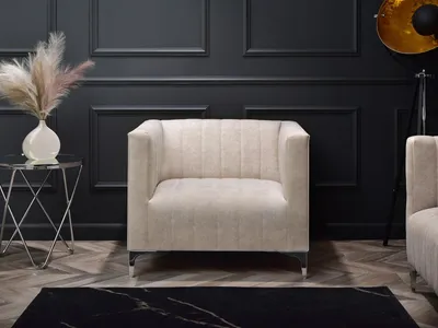 Zdjęcie produktu dla fotel roni piaskowy tkanina, podstawa chrom