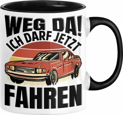 Produktbild von Führerschein Bestanden Geschenk Tasse Führerscheinprüfung Bestanden Geschenkidee Weg Da Ich Darf Jetzt Fahren (Schwarz)