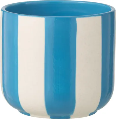 Produktbild von J-Line Übertopf Gestreift Keramik Blau/Weiß Large