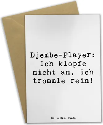 Produktbild von Mr. & Mrs. Panda Beileidskarte Spruch Djembe Rhythmus - Weiß - Geschenk, hochzeitskarten, einladungskarten, dankeskarten, Percussion, Trommel, Musikinstrument, Klappkarte