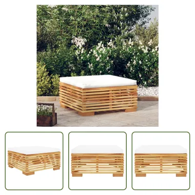 Produktbild von The Living Store Gartenhocker mit Creme Kissen Massivholz Teak
