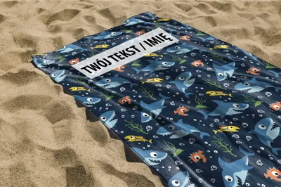 Zdjęcie produktu dla RĘCZNIK Rekin z twoim dowolnym tekstem 100x50cm 059C