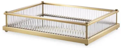 Image de Casa Padrino Plateau de service de luxe Laiton antique 39,5 x 28,5 x H. 9 cm - Plateau en inox miroir - Accessoires de luxe pour la gastronomie