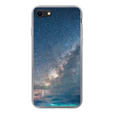 Produktbild von MuchoWow® Handyhülle Schutzhülle Hülle für iPhone SE 2020 Sterne - Sonnensystem - Türkis - Jungen - Mädchen - Kinder Silikon Softcase Handy Hülle - Kartenbesitzer
