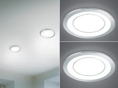 Produktbild von LED Decken Einbauleuchte Set Silber Einbaustrahler Ø 14,8 cm Flurbeleuchtung