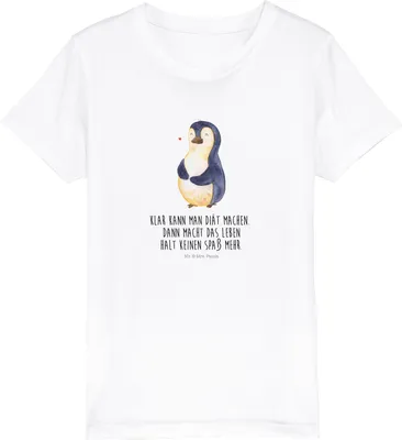 Produktbild von Mr. & Mrs. Panda Kleinkinder T-Shirt Pinguin Diät 3-4 Jahre (98/104) - Weiß - Geschenk, Abnehmen, Pinguine, Motivation, Kindershirt, Kinder Baumwoll, Teenager, Kleinkind