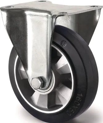 Image de Roulette fixe pour charges lourdes - Roue de 160 mm, capacité de charge 400 kg, caoutchouc élastique, hauteur 195 mm