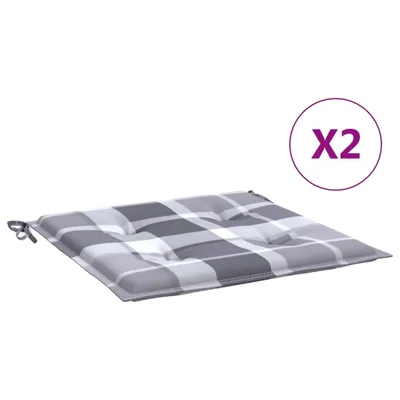 Obrázek produktu pro vidaXL Polštář na zahradní židle 2 ks. Šedý kostkovaný vzor 50x50x3 cm