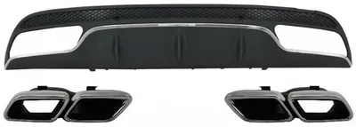 Produktbild von Diffusor für Mercedes C W205 S205 14-20 C63 Look Auspuff Tipps zum Sport Paket.