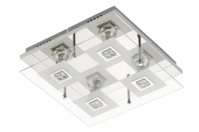 Produktbild von Briloner Eckige LED Deckenlampe Chrom mit Glas Glitzer inkl GU10 LED