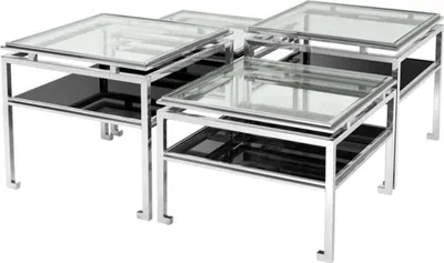 Image de Casa Padrino Luxe Table basse set de 4 pièces argent - Meubles de salon design