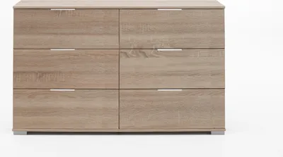 Produktbild von Schubkastenkommode "Easy Plus Kommoden" in Eiche-Sägerau mit 6 Schubladen. Abmessungen (BxHxT) 130x83x41 cm