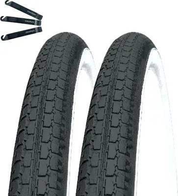 Immagine prodotto di 2 pneumatici per bicicletta Kenda K-127 nero/bianco 47-559 (26 x 1,75) incl. leva per pneumatici maxxi4you