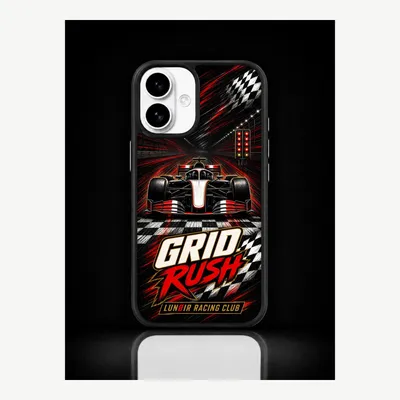 Productafbeelding van iPhone 16 hoesje, telefoonhoesje, beschermhoesje, case met racebaanmotief – LUNØIR ©