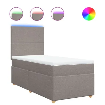 Imagen del producto de Cama con somier y colchón de la marca vidaXL, color taupe, dimensiones 100x200 cm, tapizada en tela